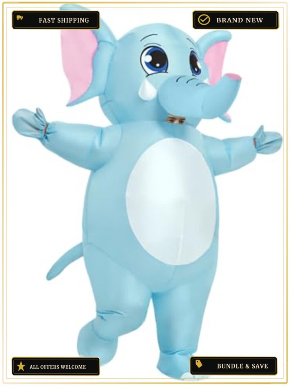 Adult Inflatable Elephant Blow Up Costume Funny Ride On Suit Halloween